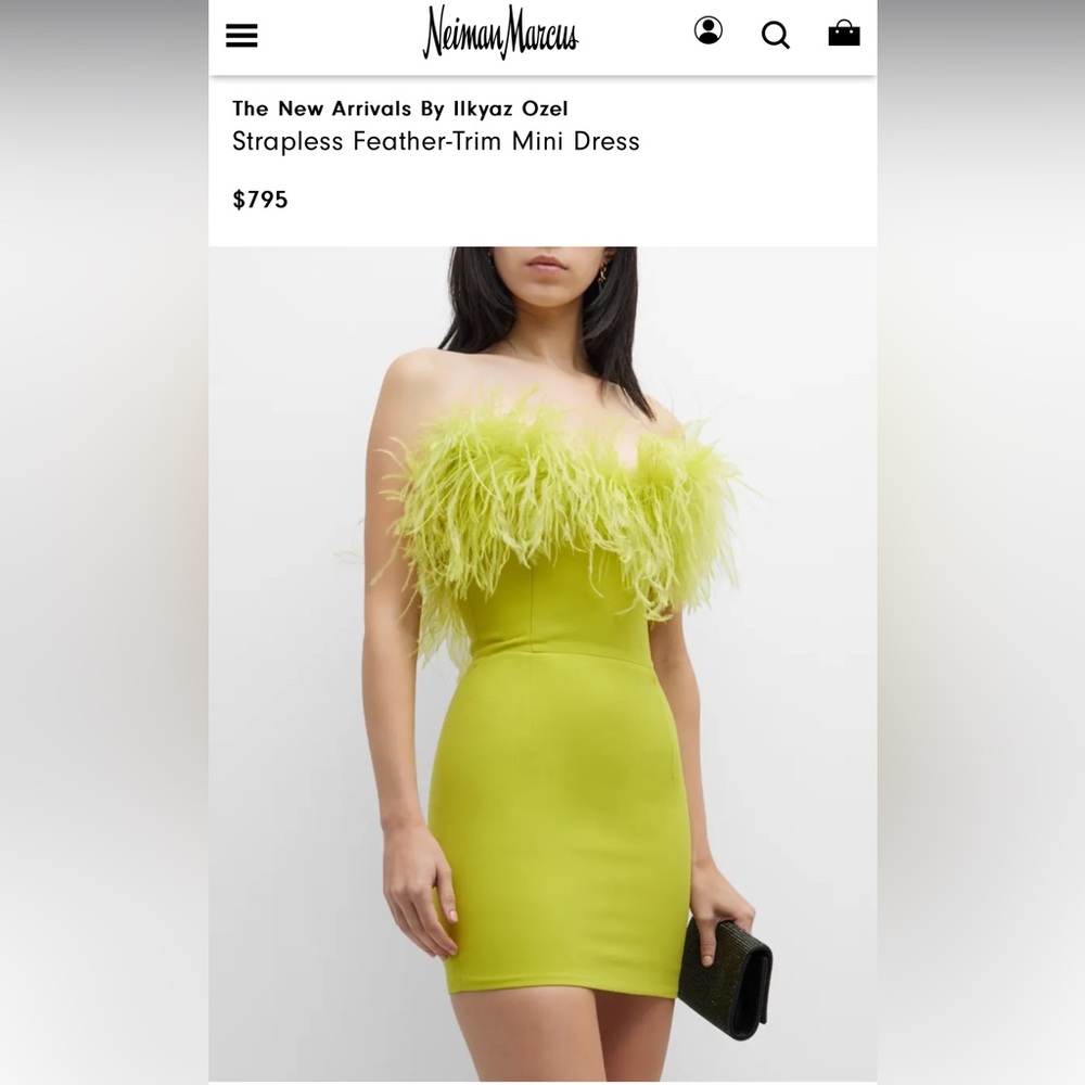 The New Arrivals By Ilkyaz Ozel
Strapless Feather-Trim Mini Dress NWT